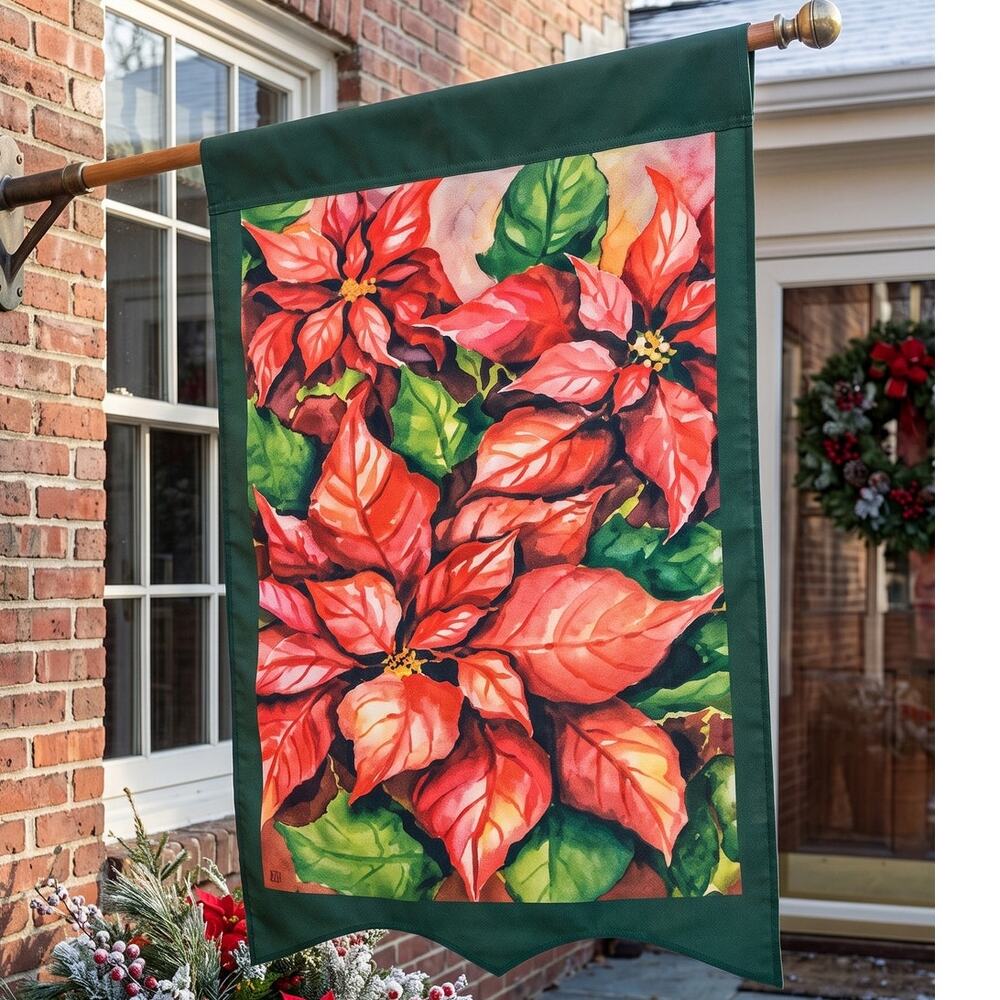 Evergreen Flags Poinsettia Outdoor Flag in Package 29" x 43" NEW